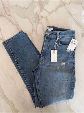 Good American Light Blue Distressed High-Rise Skinny Jeans